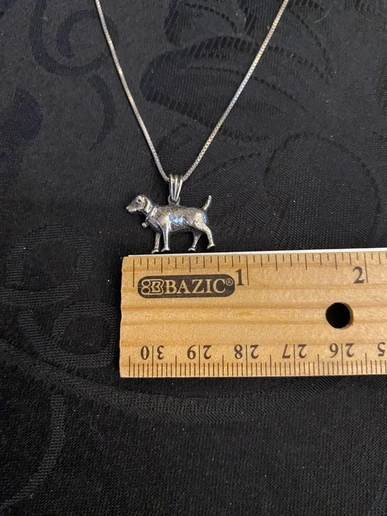Sterling Silver Necklace With Vintage Sterling Dog Charm - Picture 3 of 6